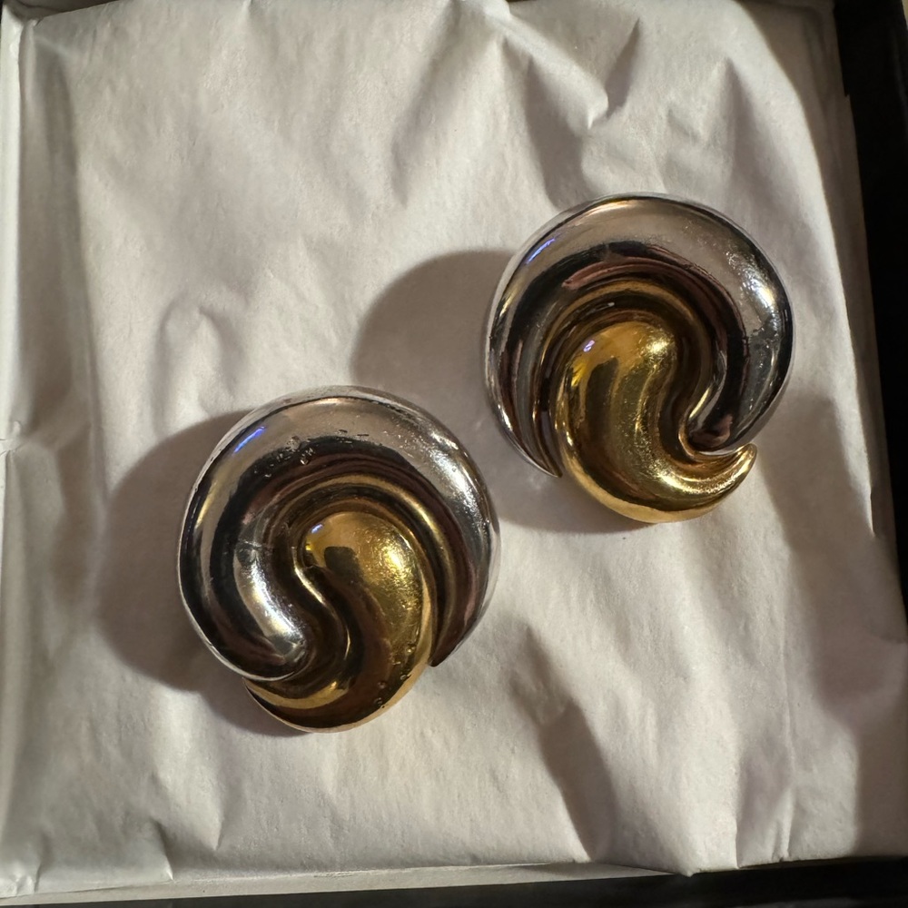 Pair of fun gold and silver clip on earrings in great condition
